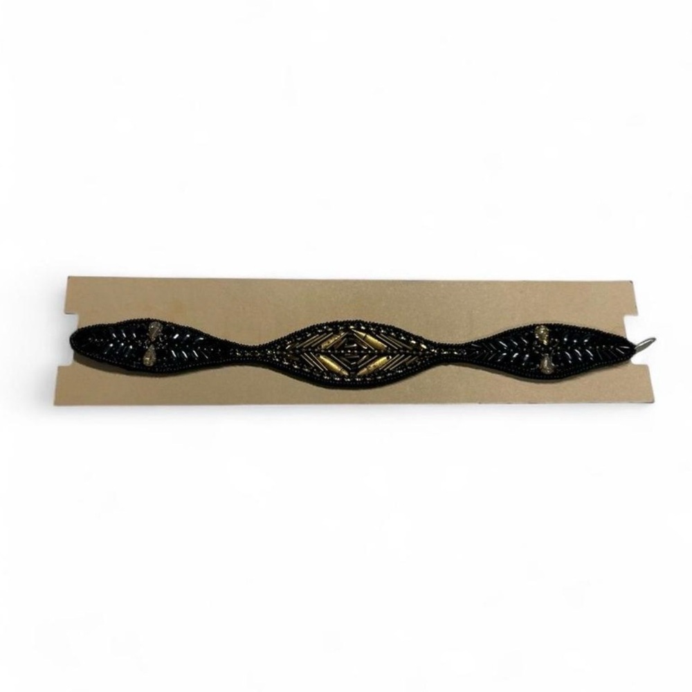 Macy's Black and Gold Beaded Hairband